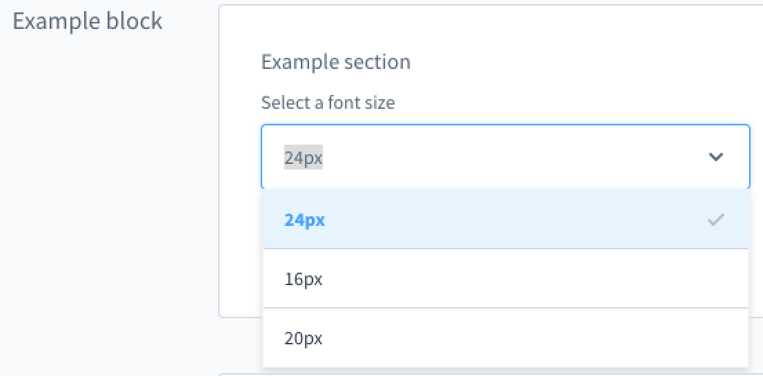 Example of a custom single-select field